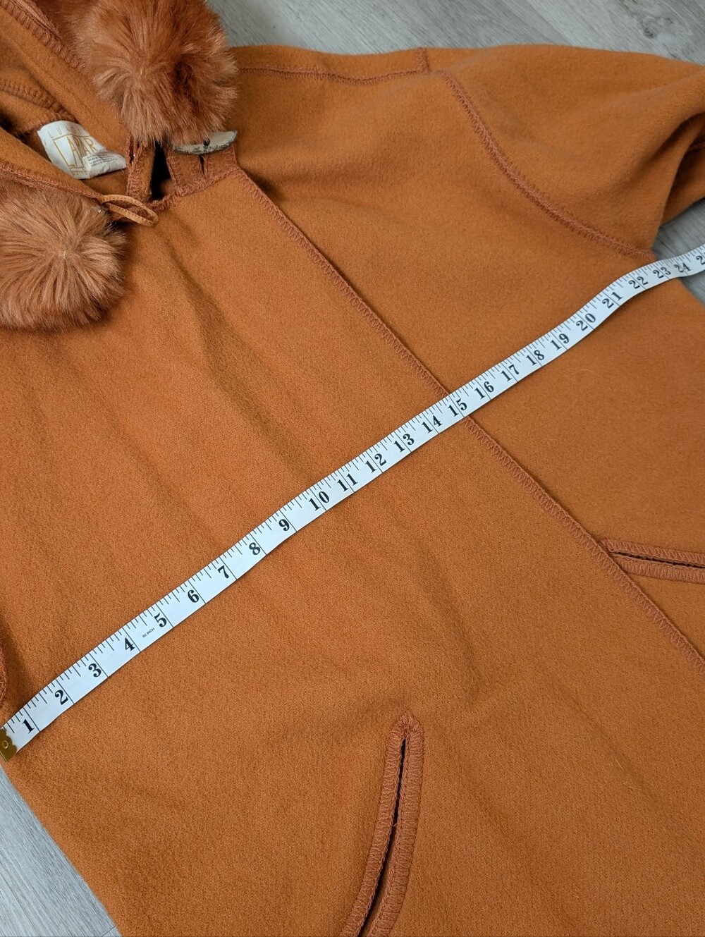 Vintage Rare Linda Lundstrom Laparka Orange 100% Wool Women Coat Headband Sz 12 - Picture 13 of 14